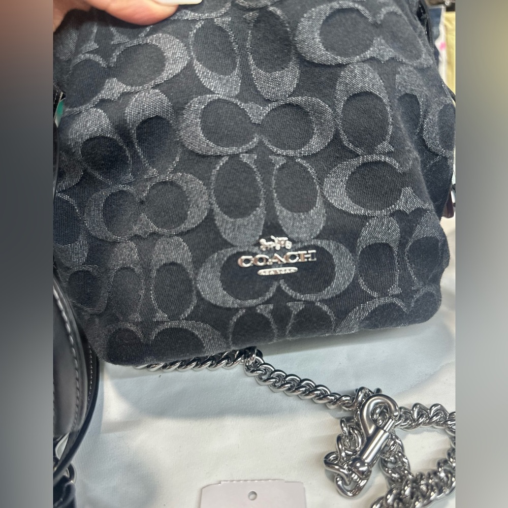 Faye Mini Drawstring Bag .In Signature Denim New - Picture 7 of 12